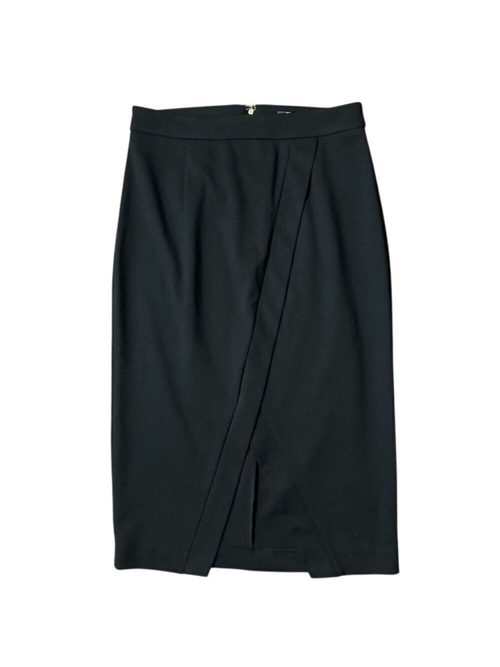 Jennifer Lopez Asymmetrical Wrap Front Split Straight Pencil Skirt Black Size 4
